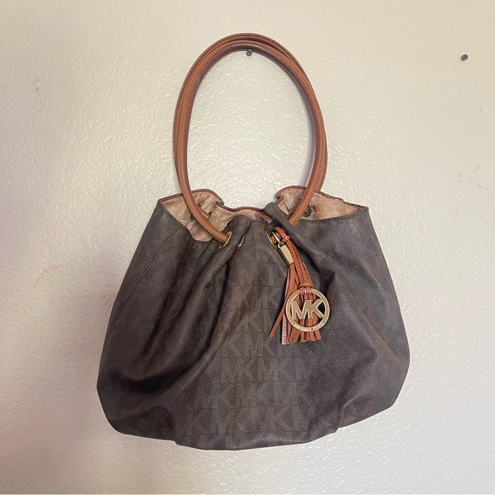 Michael Kors ring leather Brown Women's tote Bag canvas